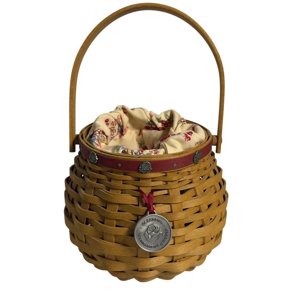 Longaberger Pasadena Tournament of Roses Sweetheart Basket Brown Floral 2004